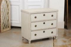 Swedish 1865 Neoclassical Style Painted Three Drawer Chest with Guilloches - 3441671