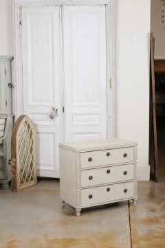 Swedish 1865 Neoclassical Style Painted Three Drawer Chest with Guilloches - 3441684