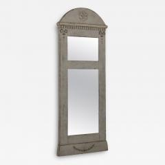 Swedish 1880s Gray Painted Wall Mirror with Carved Rosettes and Ribbons - 3603475