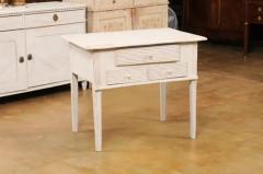 Swedish 1880s Gustavian Style Painted Side Table with Three Reeded Drawers - 3509229