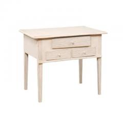 Swedish 1880s Gustavian Style Painted Side Table with Three Reeded Drawers - 3509232