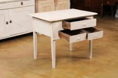 Swedish 1880s Gustavian Style Painted Side Table with Three Reeded Drawers - 3509325