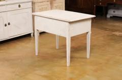 Swedish 1880s Gustavian Style Painted Side Table with Three Reeded Drawers - 3509346