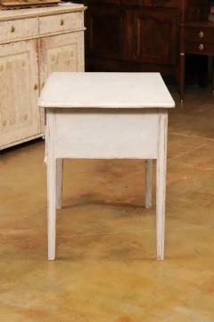 Swedish 1880s Gustavian Style Painted Side Table with Three Reeded Drawers - 3509347