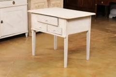 Swedish 1880s Gustavian Style Painted Side Table with Three Reeded Drawers - 3509431