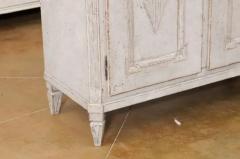 Swedish 1880s Gustavian Style Painted Wood Sideboard with Carved Diamond Motifs - 3491355