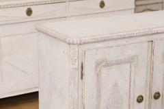 Swedish 1880s Gustavian Style Painted Wood Sideboard with Carved Diamond Motifs - 3491370