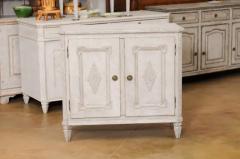 Swedish 1880s Gustavian Style Painted Wood Sideboard with Carved Diamond Motifs - 3491500