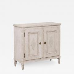 Swedish 1880s Gustavian Style Painted Wood Sideboard with Carved Diamond Motifs - 3493327