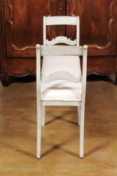 Swedish 1880s Painted Bench with Raised Arms New Upholstery and Patina - 3432798