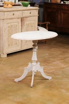 Swedish 1880s Painted Wood Gu ridon Table with Oval Top and Pedestal Base - 3521411