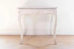 Swedish 1890 Painted Freestanding Side Table with Cabriole Legs and Carved Skirt - 3730032