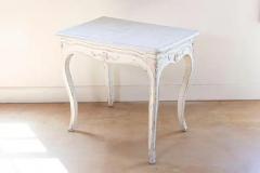 Swedish 1890 Painted Freestanding Side Table with Cabriole Legs and Carved Skirt - 3730035