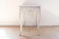 Swedish 1890 Painted Freestanding Side Table with Cabriole Legs and Carved Skirt - 3730036