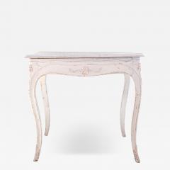 Swedish 1890 Painted Freestanding Side Table with Cabriole Legs and Carved Skirt - 3732947