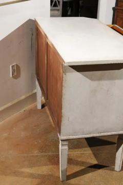 Swedish 1890 Painted Sideboard with Two Drawers Two Doors and Fluted Side Posts - 3420357