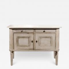 Swedish 1890 Painted Sideboard with Two Drawers Two Doors and Fluted Side Posts - 3435362