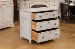 Swedish 1890s Gustavian Style Gray Painted Three Drawer Chest with Reeded Motifs - 3587976
