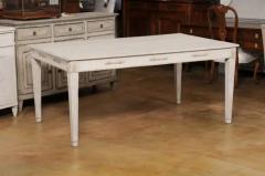 Swedish 1900 Gustavian Style Dining Table with Carved Apron and Fluted Legs - 3498381