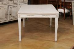 Swedish 1900 Gustavian Style Dining Table with Carved Apron and Fluted Legs - 3498478