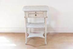 Swedish 1900s Gustavian Style Painted Console Table with Two Drawers and Shelves - 3722390