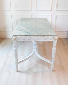 Swedish 1920s Painted Center Table with Green Marble Top - 4599679