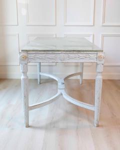 Swedish 1920s Painted Center Table with Green Marble Top - 4599681