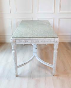 Swedish 1920s Painted Center Table with Green Marble Top - 4599687