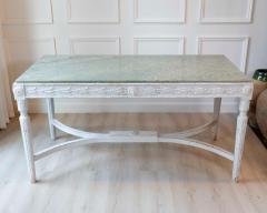 Swedish 1920s Painted Center Table with Green Marble Top - 4599743