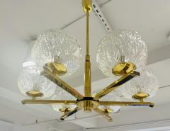 Swedish 1970s Mid Century Floral Glass Chandelier Pendant - 4314850