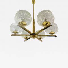 Swedish 1970s Mid Century Floral Glass Chandelier Pendant - 4319616