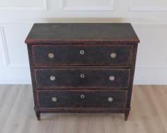 Swedish 19th Century Black Painted Oak Secretary Bureau circa 1830 1850 - 4791362