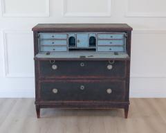 Swedish 19th Century Black Painted Oak Secretary Bureau circa 1830 1850 - 4791366