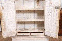 Swedish 19th Century Cabinet with Bonnet Top and Off White Painted Finish - 3596063