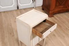 Swedish 19th Century Gray Cream Painted Nightstand with Drawer and Double Doors - 3599320