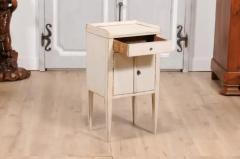 Swedish 19th Century Gray Cream Painted Nightstand with Drawer and Double Doors - 3599323