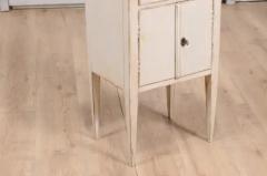 Swedish 19th Century Gray Cream Painted Nightstand with Drawer and Double Doors - 3599325