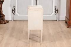 Swedish 19th Century Gray Cream Painted Nightstand with Drawer and Double Doors - 3599368