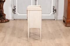 Swedish 19th Century Gray Cream Painted Nightstand with Drawer and Double Doors - 3599373