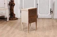 Swedish 19th Century Gray Cream Painted Nightstand with Drawer and Double Doors - 3599374