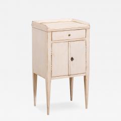 Swedish 19th Century Gray Cream Painted Nightstand with Drawer and Double Doors - 3603478