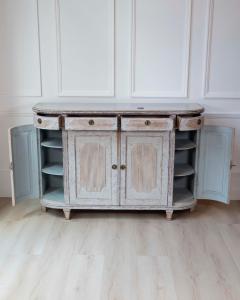 Swedish 19th Century Gustavian Style Four Door Demi Lune Buffet c 1880 - 4577494