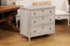 Swedish 19th Century Gustavian Style Painted and Carved Three Drawer Chest - 3550090
