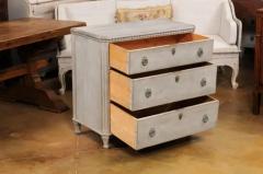 Swedish 19th Century Gustavian Style Painted and Carved Three Drawer Chest - 3550093