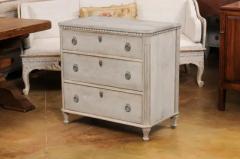 Swedish 19th Century Gustavian Style Painted and Carved Three Drawer Chest - 3550218