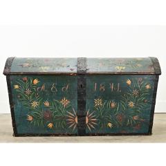 Swedish 19th Century Painted Pine Marriage Trunk - 3696740