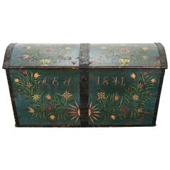 Swedish 19th Century Painted Pine Marriage Trunk - 3696741