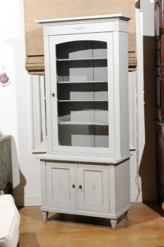 Swedish 19th Century Painted Wood Vitrine Cabinet with Glass Door and Rosettes - 3472532