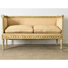 Swedish 19th Century Painted and Parcel Gilt Settee - 4455445