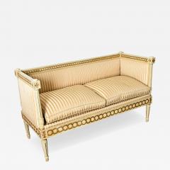 Swedish 19th Century Painted and Parcel Gilt Settee - 4483478